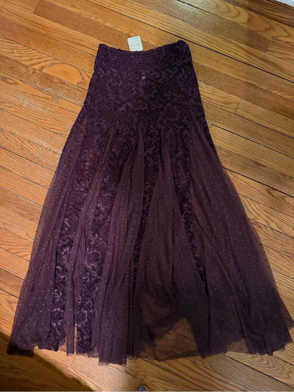 Free people Lace Maxi Skirt in Deep Burgundy purple - Picture 4 of 4